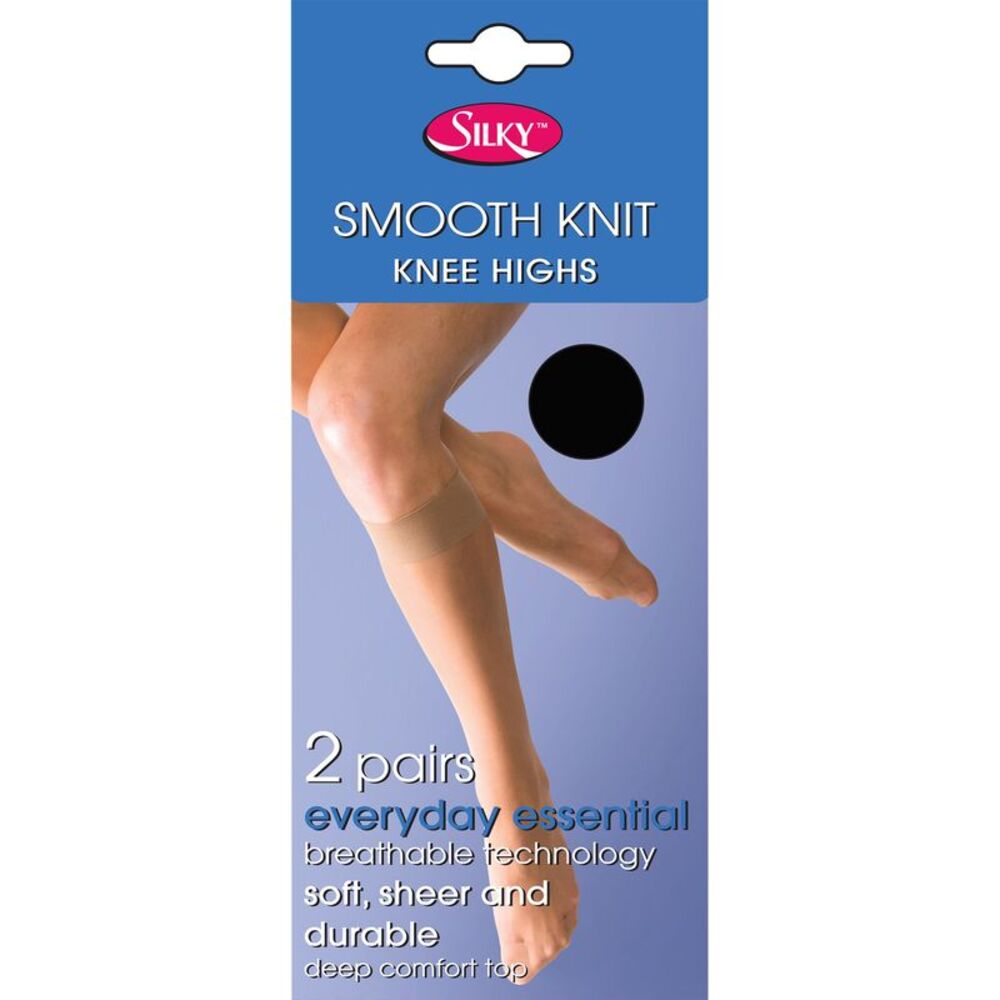 Silky Womens/Ladies Smooth Knit Knee Highs (2 Pairs) / Black